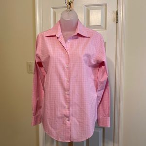 Brooks Brothers - Woman’s pink/blue checkered classic fit button down shirt, 4